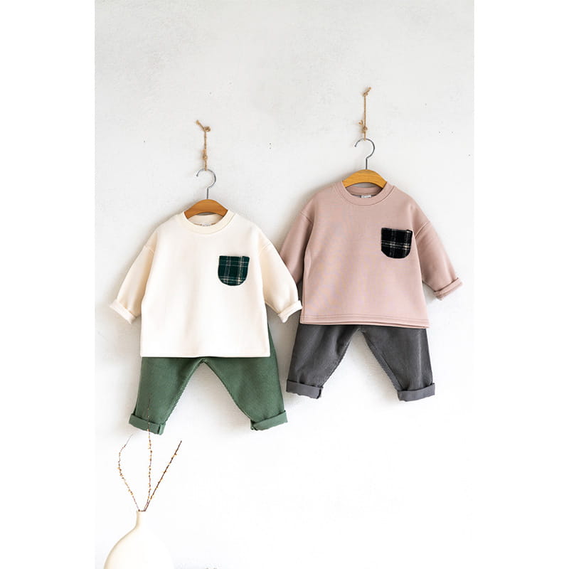 Raykids - Korean Children Fashion - #stylishchildhood - Check Pocket Panpan Top Bottom Set - 2