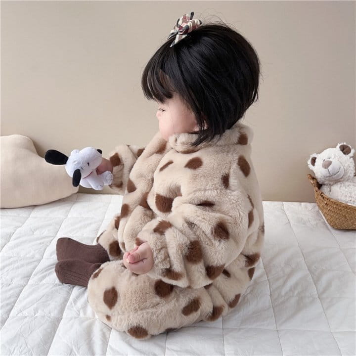 Reve Kid - Korean Baby Fashion - #babyfashion - Dot Fleece Bodysuit