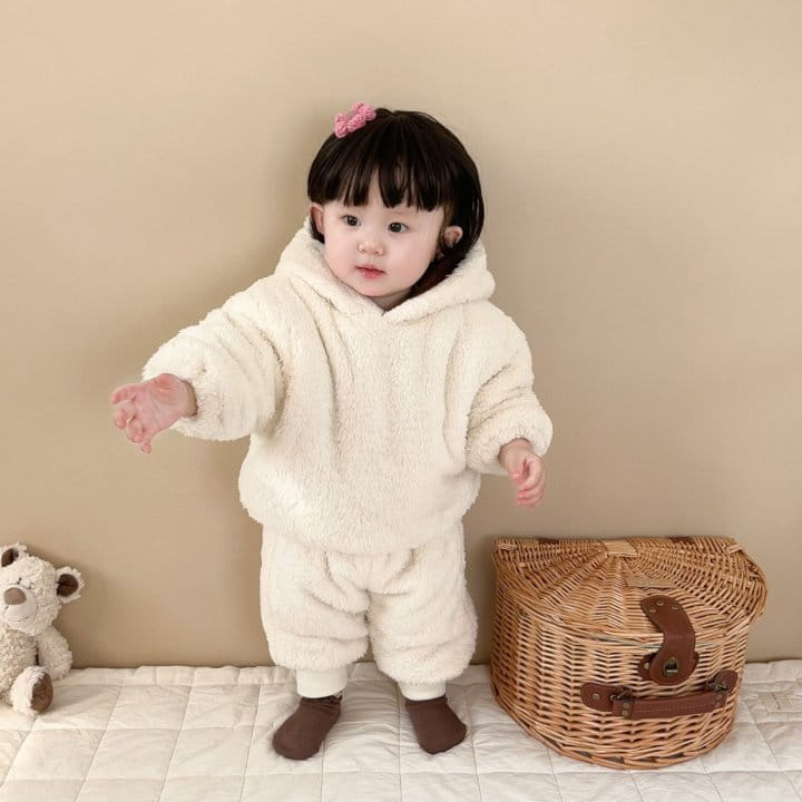 Reve Kid - Korean Baby Fashion - #babyootd - Cuma Fleece Top Bottom Set - 2