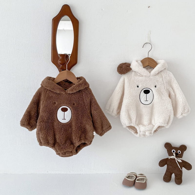 Reve Kid - Korean Baby Fashion - #babywear - Bebe Bear Hoody Bodysuit