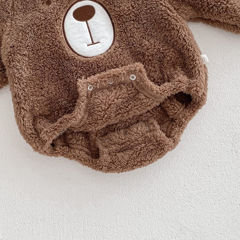 Reve Kid - Korean Baby Fashion - #onlinebabyshop - Bebe Bear Hoody Bodysuit - 4