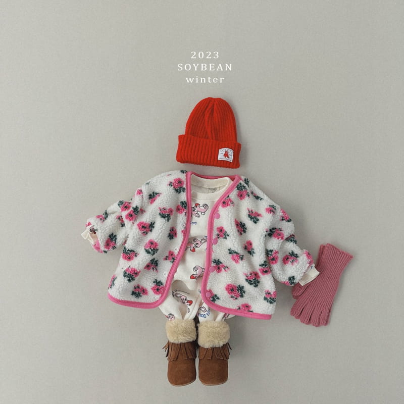 Soybean - Korean Children Fashion - #childrensboutique - Fleece Winter Flower Jacket