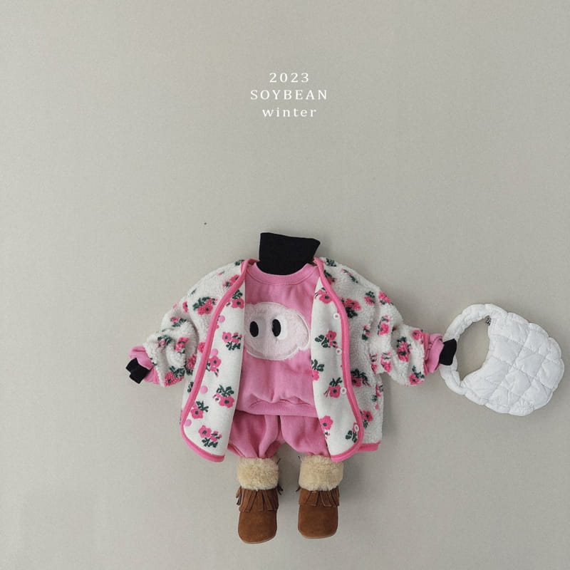 Soybean - Korean Children Fashion - #discoveringself - Fleece Winter Flower Jacket - 3