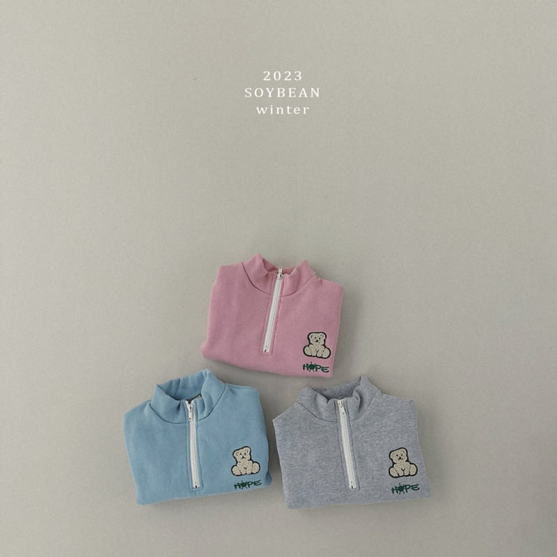 Soybean - Korean Children Fashion - #fashionkids - Fleece Teddy Half Zip-up Top Bottom Set - 11