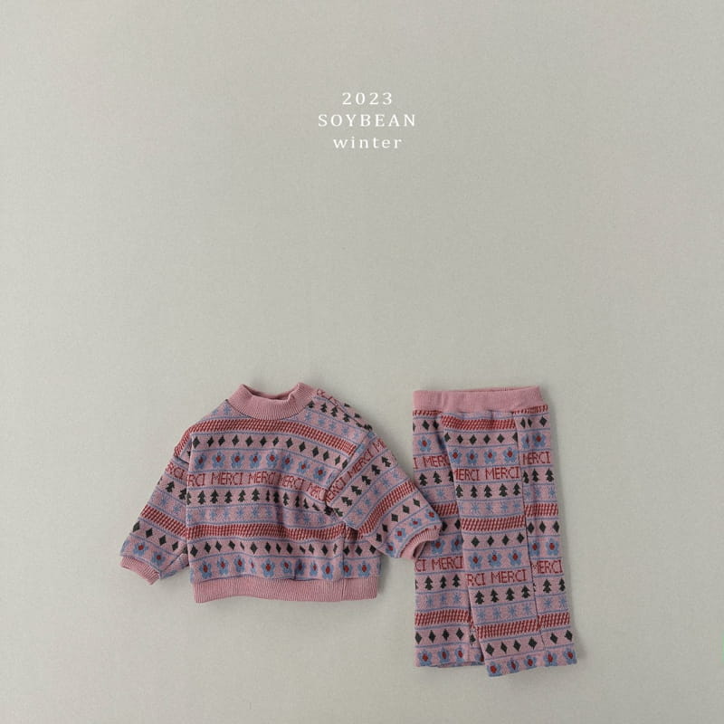 Soybean - Korean Children Fashion - #fashionkids - Vintage Knit Top Bottom Set - 8