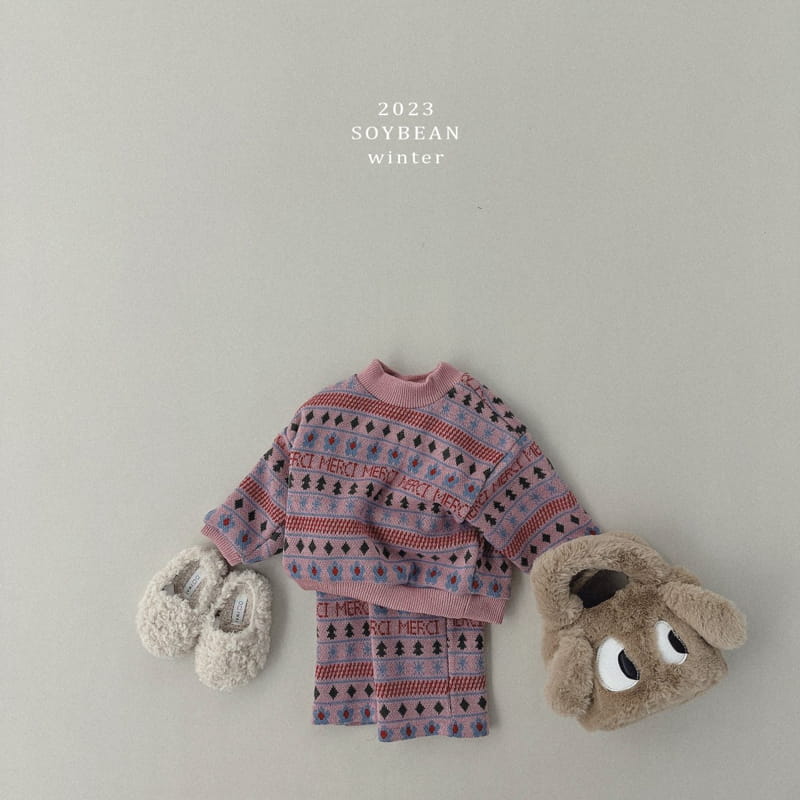 Soybean - Korean Children Fashion - #todddlerfashion - Vintage Knit Top Bottom Set