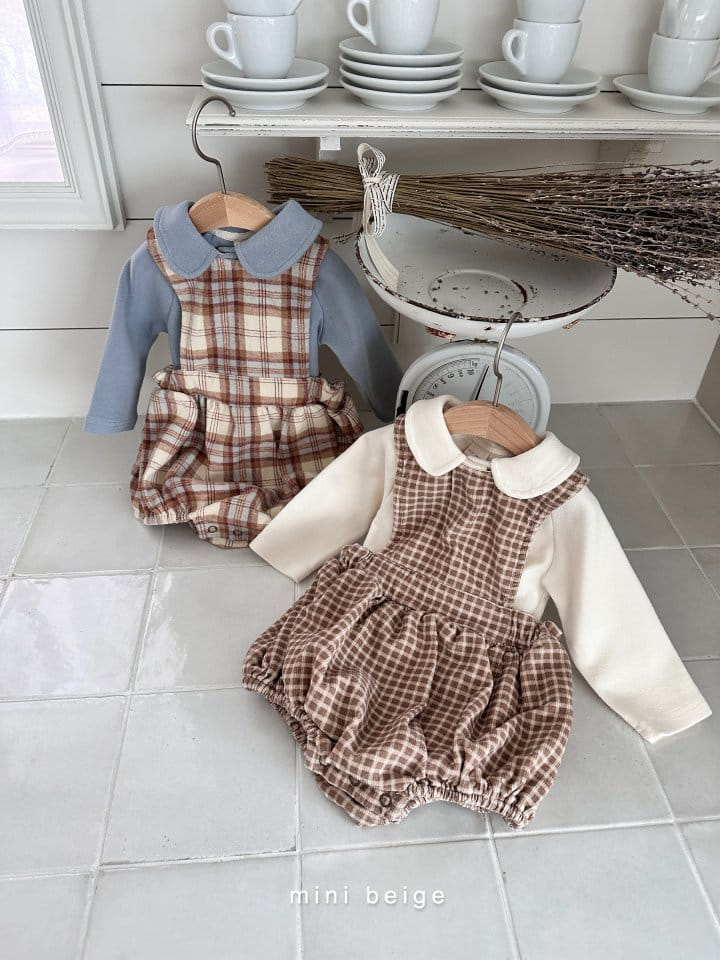 The Beige - Korean Baby Fashion - #onlinebabyboutique - Check Dungarees Bloomer - 9