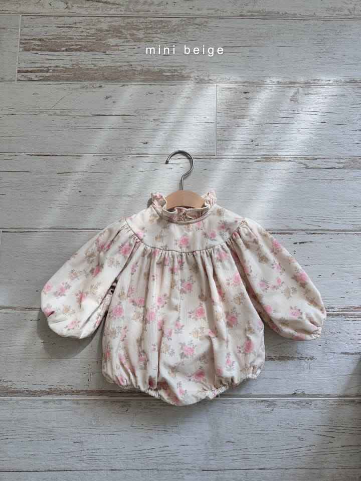 The Beige - Korean Baby Fashion - #onlinebabyshop - Rib Flower Bodysuit