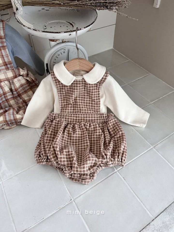 The Beige - Korean Baby Fashion - #onlinebabyshop - Check Dungarees Bloomer - 10