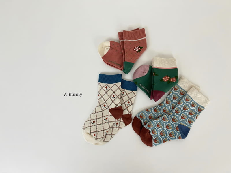 V Bunny - Korean Children Fashion - #Kfashion4kids - Roes Flower Socks Set - 2