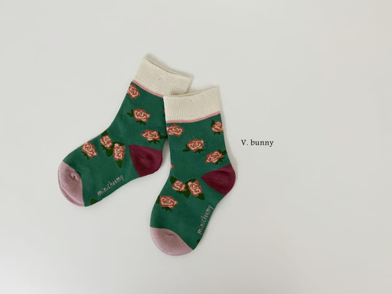 V Bunny - Korean Children Fashion - #childofig - Roes Flower Socks Set - 10