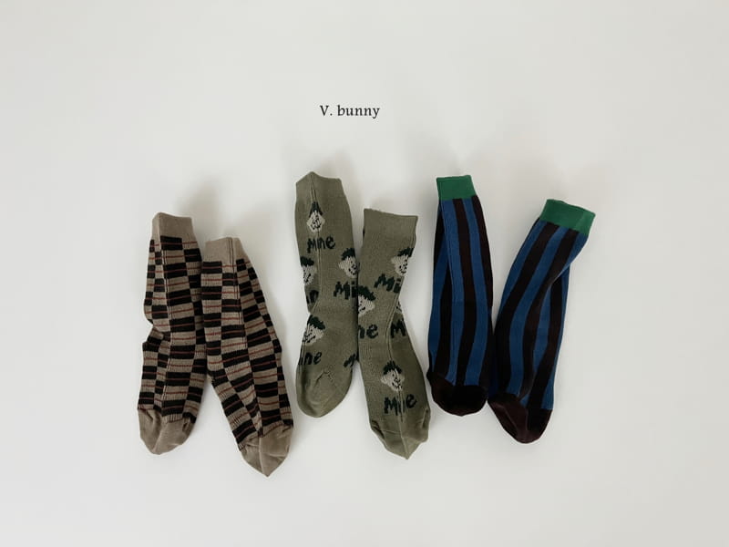 V Bunny - Korean Children Fashion - #childofig - Blue Line Socks Set - 3