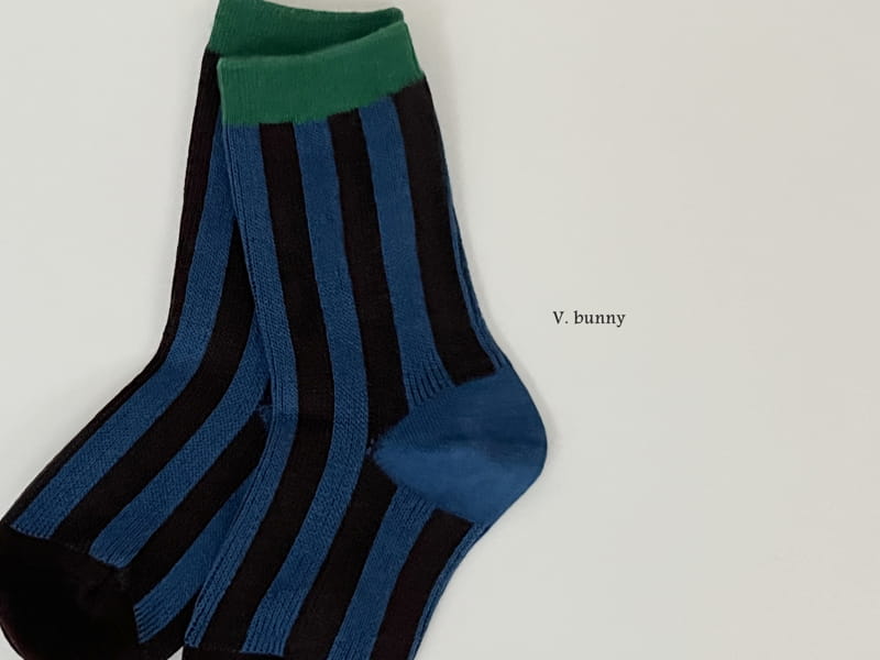 V Bunny - Korean Children Fashion - #fashionkids - Blue Line Socks Set - 7