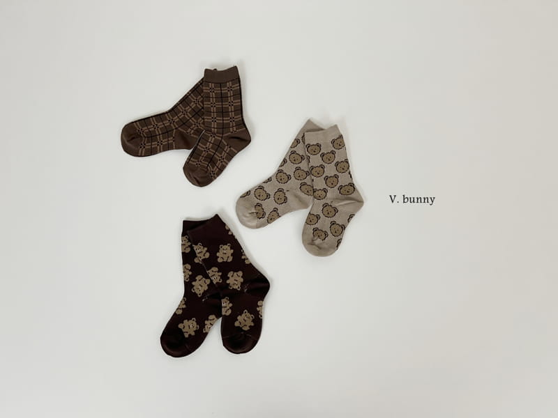 V Bunny - Korean Children Fashion - #kidsstore - Two Bear Socks Set