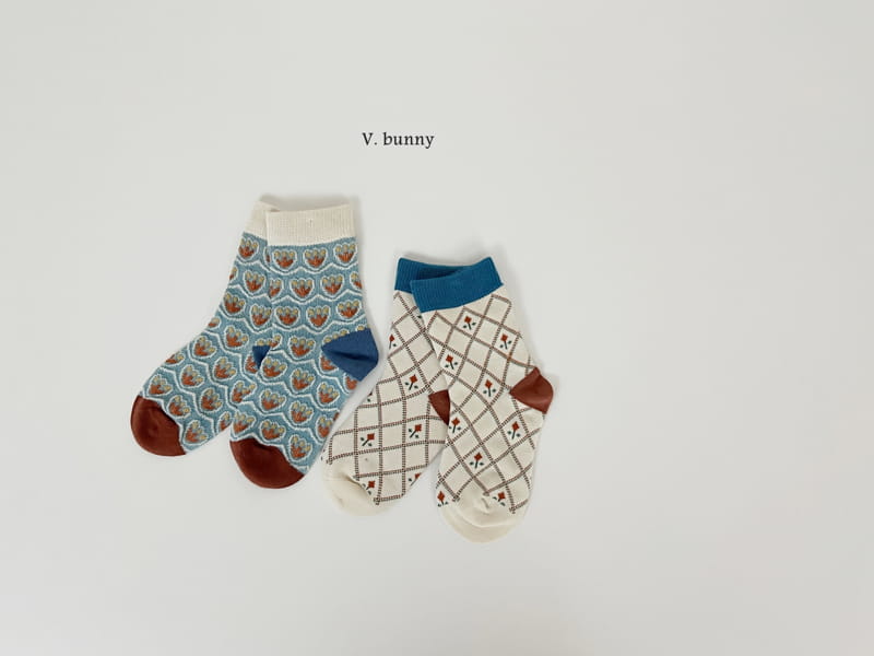 V Bunny - Korean Children Fashion - #prettylittlegirls - Roes Flower Socks Set - 6