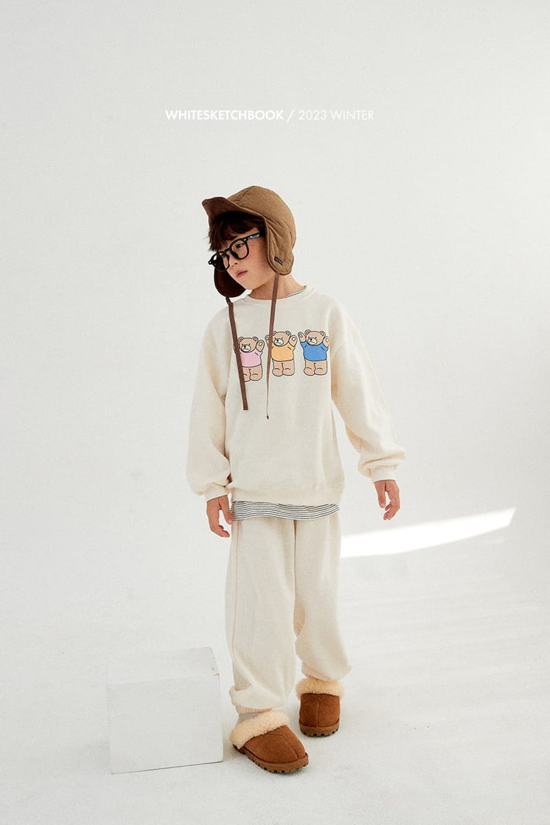 Whitesketchbook - Korean Children Fashion - #Kfashion4kids - Hurray Bear Fleece Top Bottom Set - 2