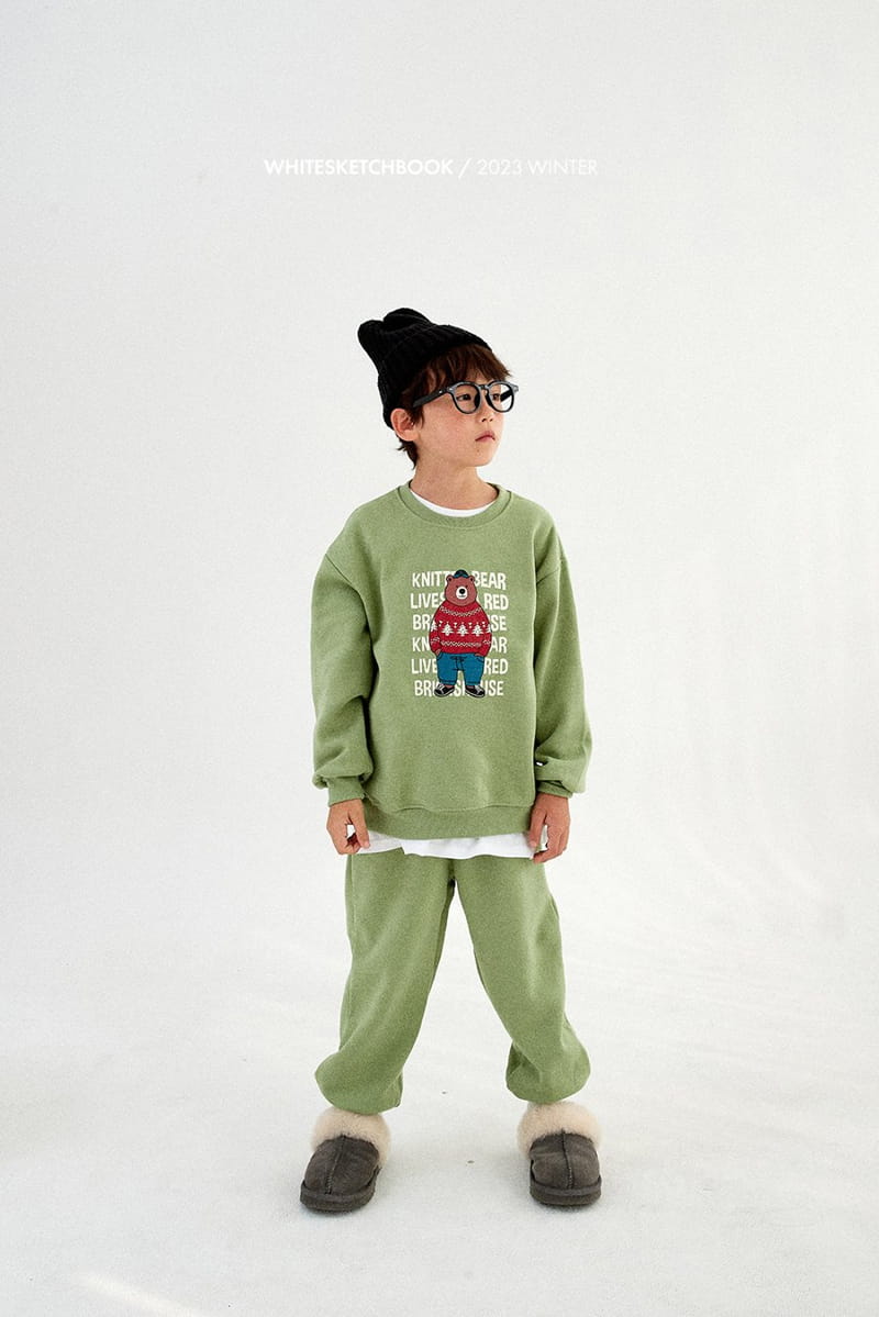 Whitesketchbook - Korean Children Fashion - #childofig - Knit Bear Fleece Top Bottom Set - 9