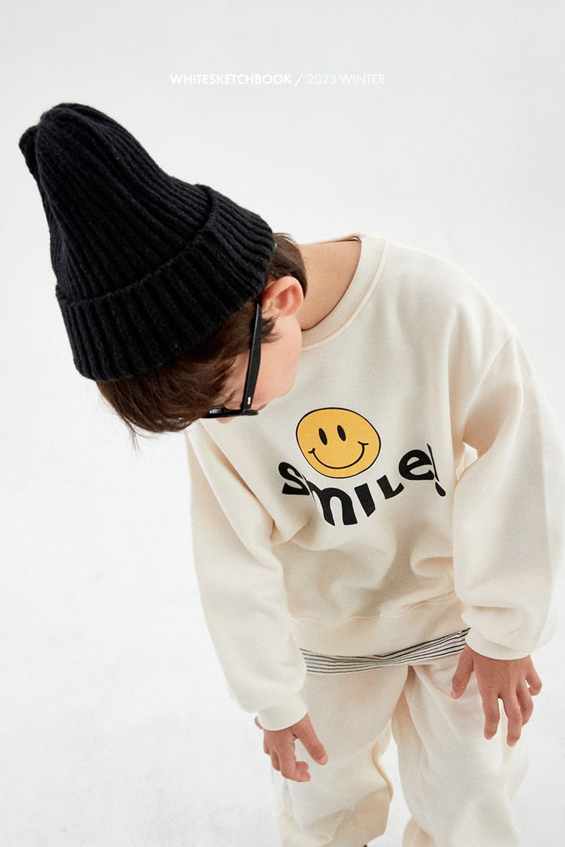 Whitesketchbook - Korean Children Fashion - #discoveringself - Smile Fleece Top Bottom Set - 2