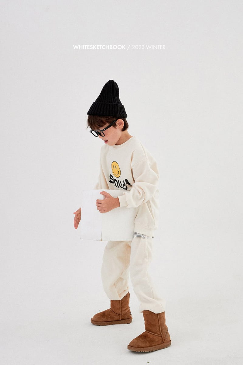 Whitesketchbook - Korean Children Fashion - #fashionkids - Smile Fleece Top Bottom Set - 3