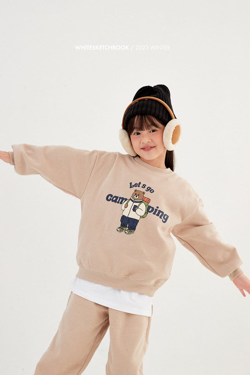 Whitesketchbook - Korean Children Fashion - #kidsshorts - Camping Bear Fleece Top Bottom Set - 5