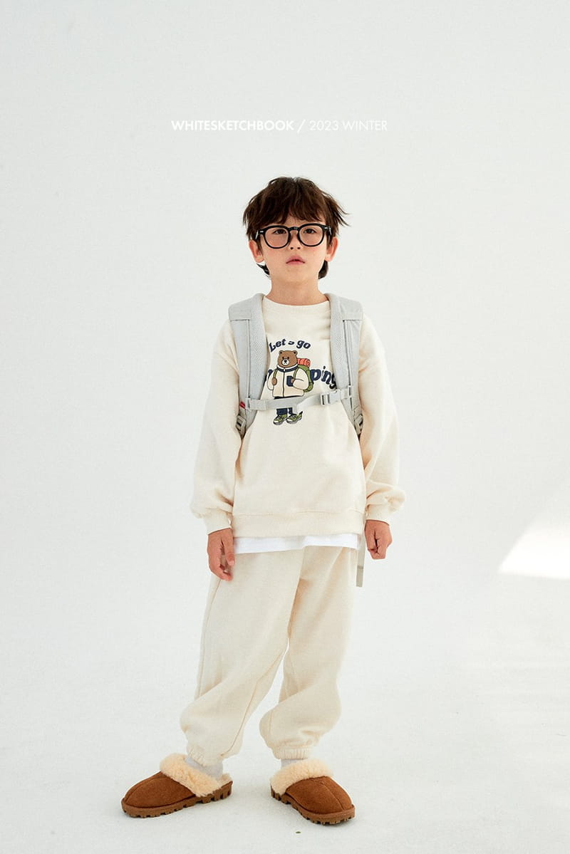 Whitesketchbook - Korean Children Fashion - #kidsstore - Camping Bear Fleece Top Bottom Set - 6