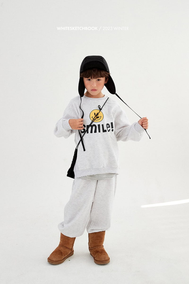 Whitesketchbook - Korean Children Fashion - #kidzfashiontrend - Smile Fleece Top Bottom Set - 6