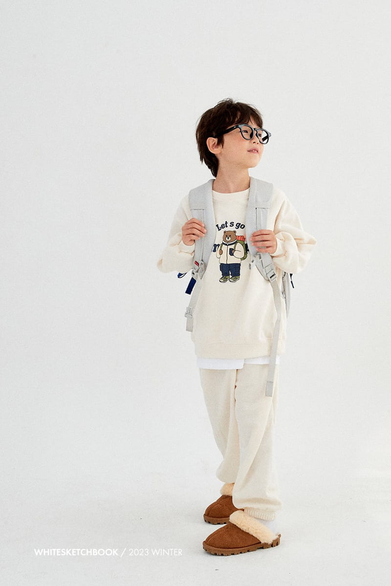 Whitesketchbook - Korean Children Fashion - #littlefashionista - Camping Bear Fleece Top Bottom Set - 9