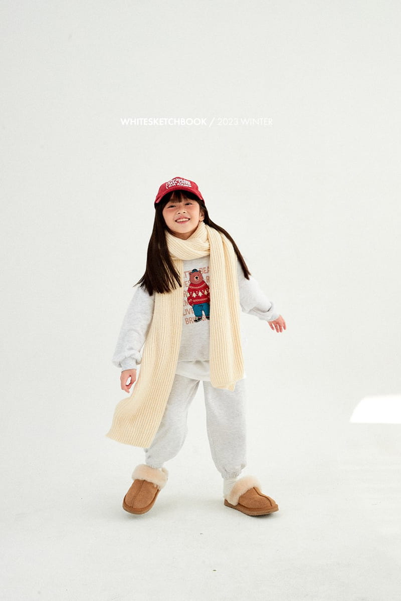 Whitesketchbook - Korean Children Fashion - #magicofchildhood - Knit Bear Fleece Top Bottom Set - 4