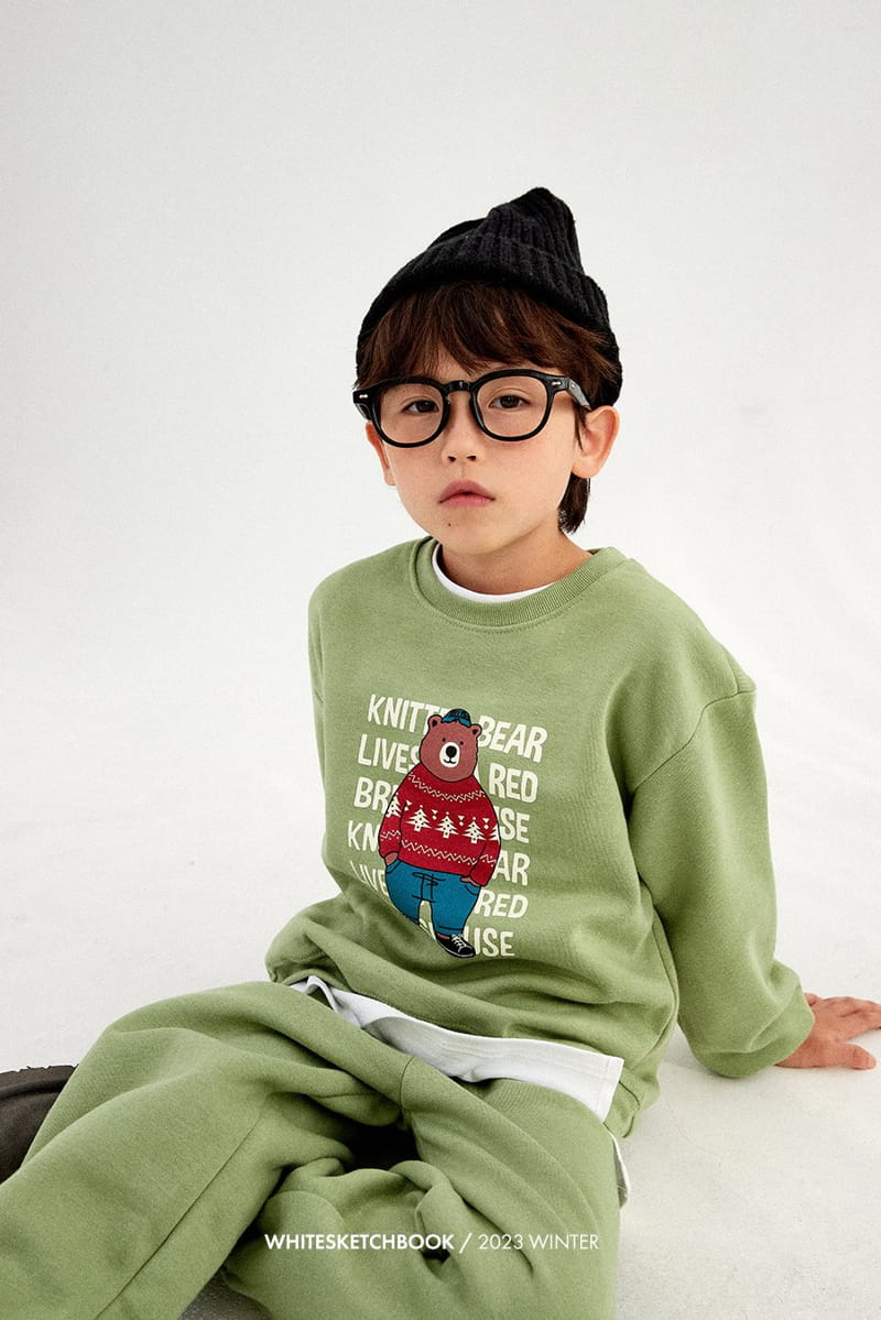 Whitesketchbook - Korean Children Fashion - #stylishchildhood - Knit Bear Fleece Top Bottom Set - 8