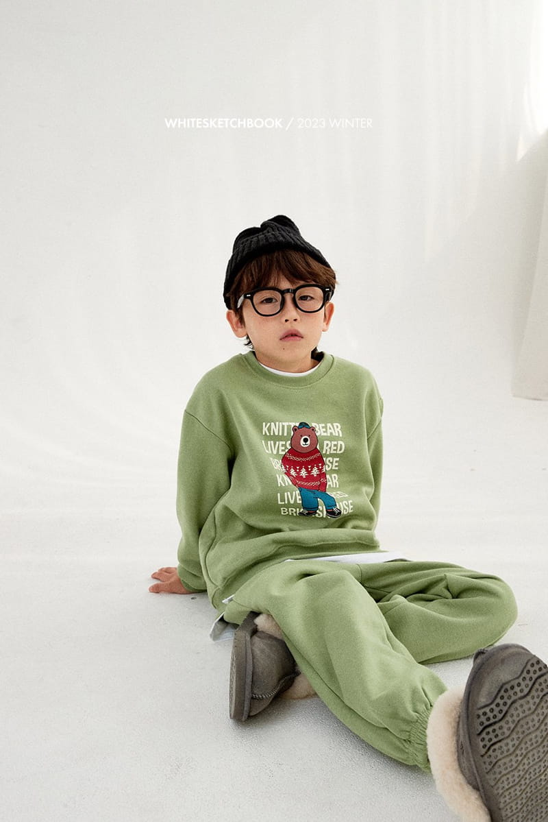 Whitesketchbook - Korean Children Fashion - #todddlerfashion - Knit Bear Fleece Top Bottom Set - 6