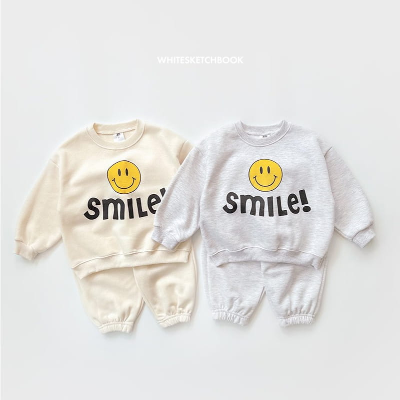 Whitesketchbook - Korean Children Fashion - #todddlerfashion - Smile Fleece Top Bottom Set - 12