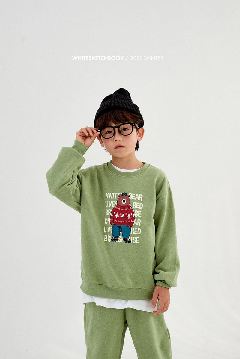 Whitesketchbook - Korean Children Fashion - #toddlerclothing - Knit Bear Fleece Top Bottom Set - 7