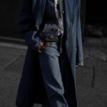 LUX peaked lapel detail oversized washed denim coat