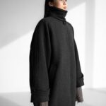 wool oversized high neck collar balmacaan coat