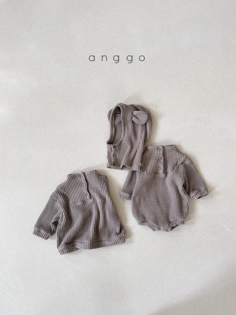 Anggo - Korean Baby Fashion - #babyboutiqueclothing - Waffle High Neck Romper - 6