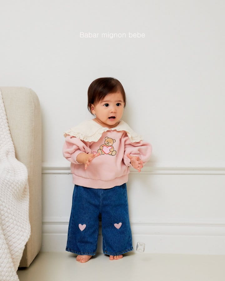 Babar Mignon - Korean Baby Fashion - #babyfashion - Bebe Denim Heart Pants - 8