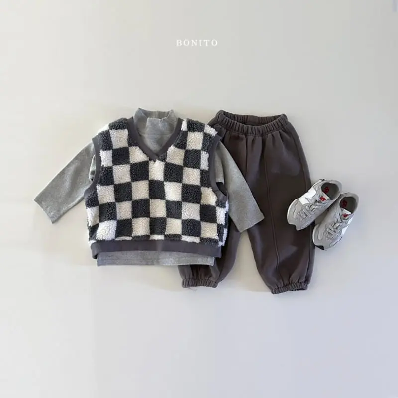 Bonito - Korean Baby Fashion - #babyfever - Check Dumble Vest - 12