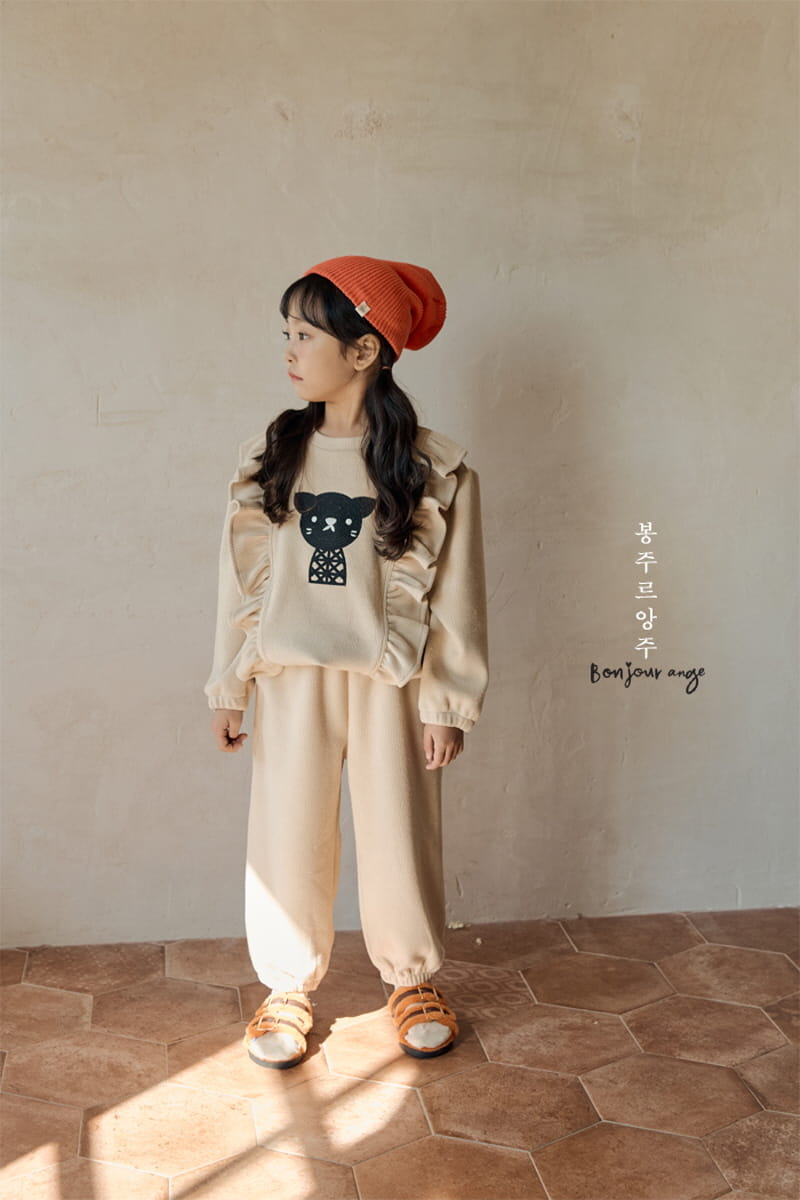 Bonjour Ange - Korean Children Fashion - #Kfashion4kids - Lovely Rib Fleece Top Bottom Set - 2