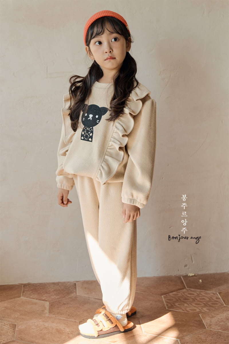 Bonjour Ange - Korean Children Fashion - #kidzfashiontrend - Lovely Rib Fleece Top Bottom Set