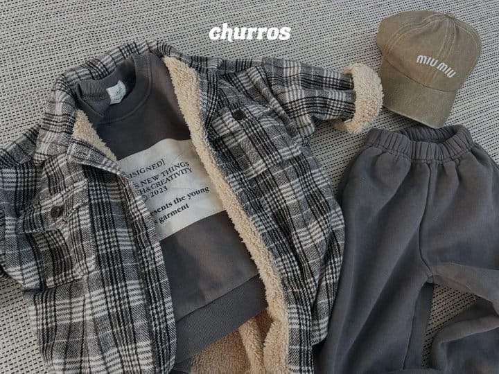 Churros - Korean Children Fashion - #childofig - Long Check Fluffy Jacket - 5