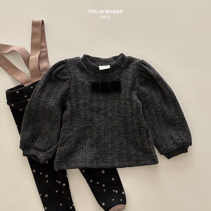 Ciel De Maman - Korean Baby Fashion - #babyfever - Rib Ribbon Shirring Tee - 4