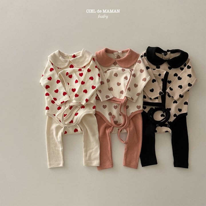 Ciel De Maman - Korean Baby Fashion - #babyoninstagram - Heart Bodysuit Set