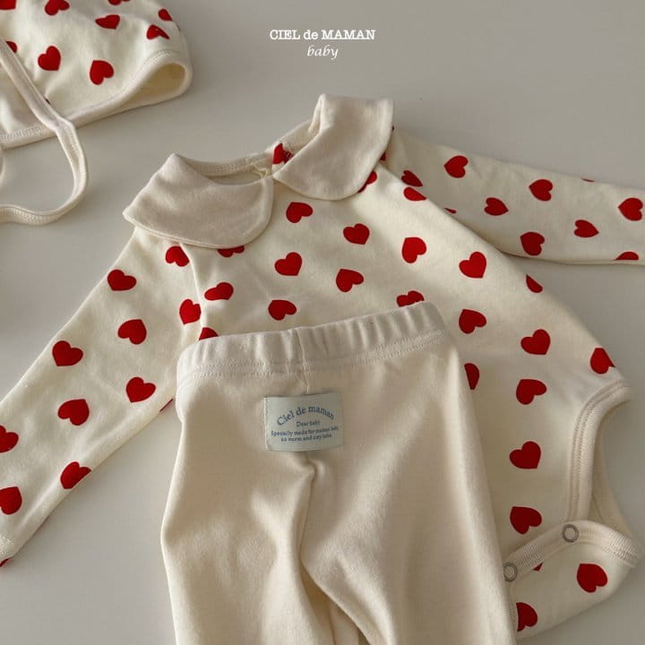 Ciel De Maman - Korean Baby Fashion - #babyootd - Heart Bodysuit Set - 2