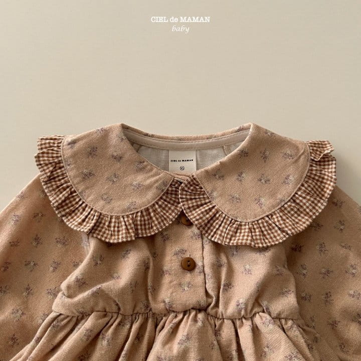 Ciel De Maman - Korean Baby Fashion - #babyoutfit - Check Flower Bodysuit - 4