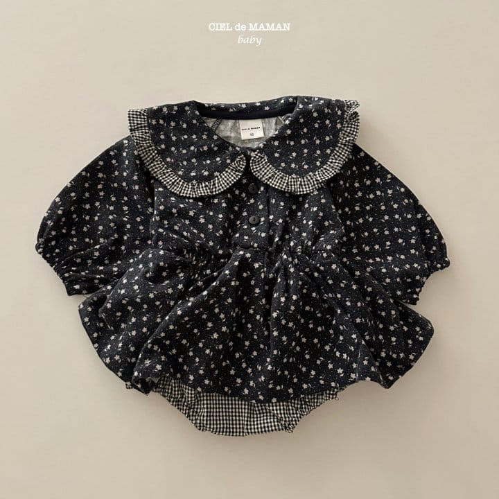 Ciel De Maman - Korean Baby Fashion - #onlinebabyshop - Check Flower Bodysuit - 6