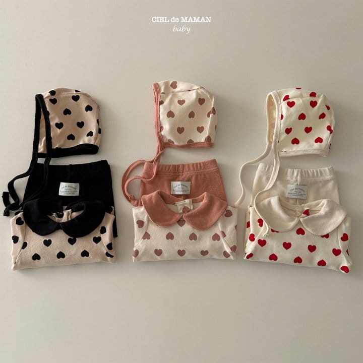 Ciel De Maman - Korean Baby Fashion - #smilingbaby - Heart Bodysuit Set - 8