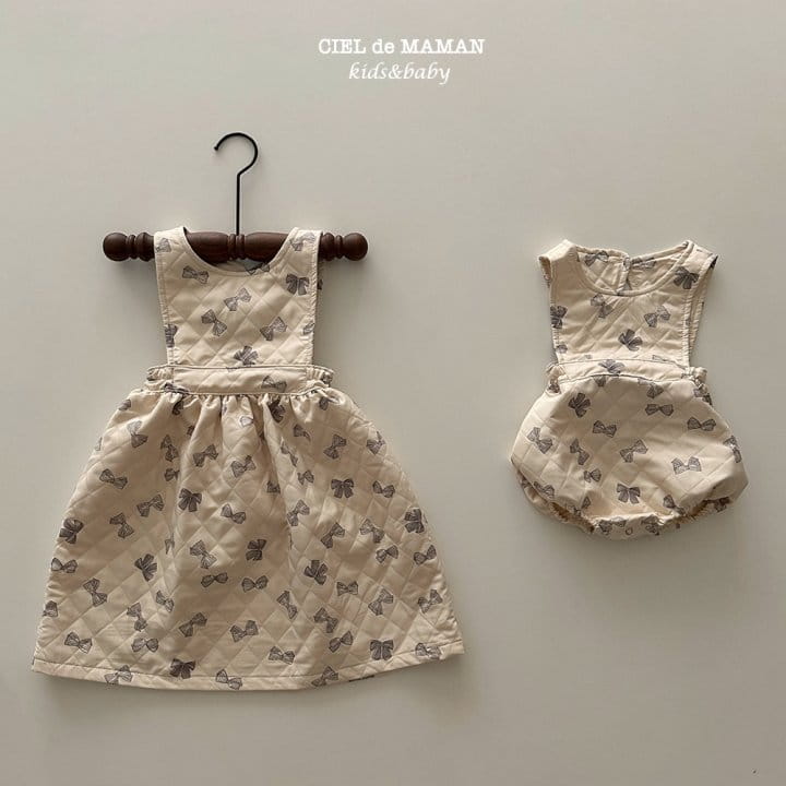 Ciel De Maman - Korean Children Fashion - #kidzfashiontrend - Quilting One-piece Ribbon - 2