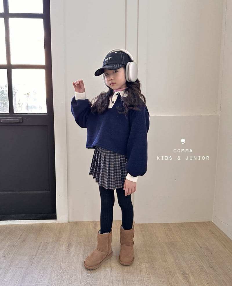 Comma - Korean Children Fashion - #designkidswear - Fleece Rib Collar Tee - 3