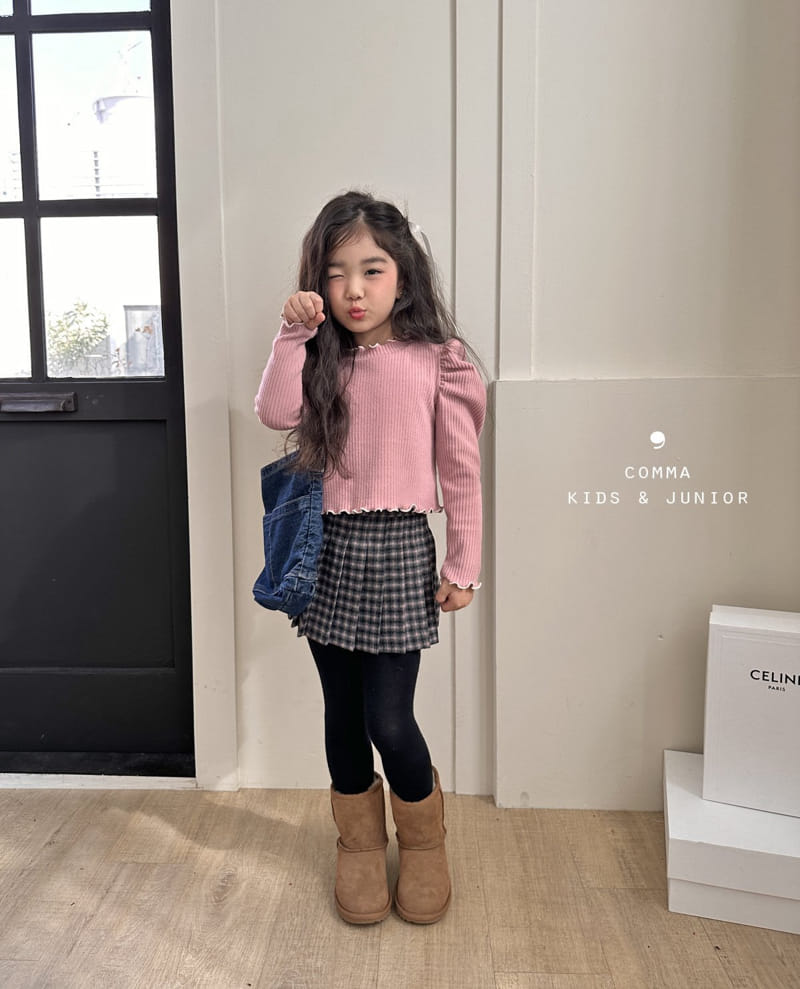 Comma - Korean Children Fashion - #kidsshorts - Check Wrinkle Skirt - 2