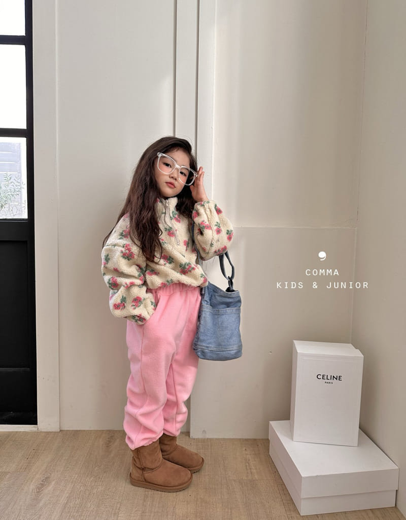 Comma - Korean Children Fashion - #kidsshorts - Flower Half Zip-up 